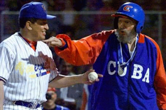 Chavez y Fidel juego beisbol Chavez y Fidel juego beisbol