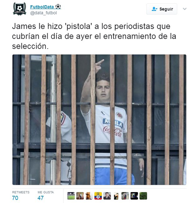 El gesto del jugador James Rodríguez