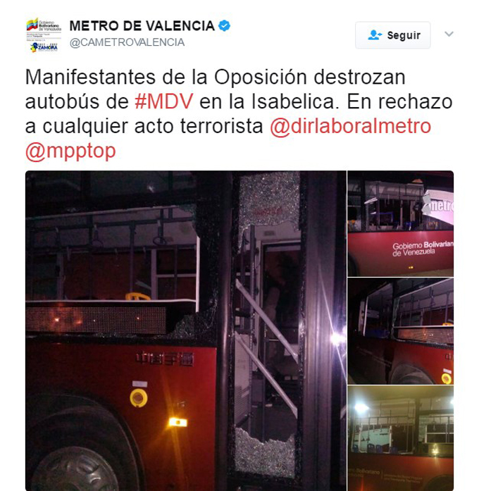 Atacaron autobús del Metro de Valencia