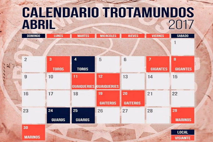 Trotamundos de Carabobo calendario de juego