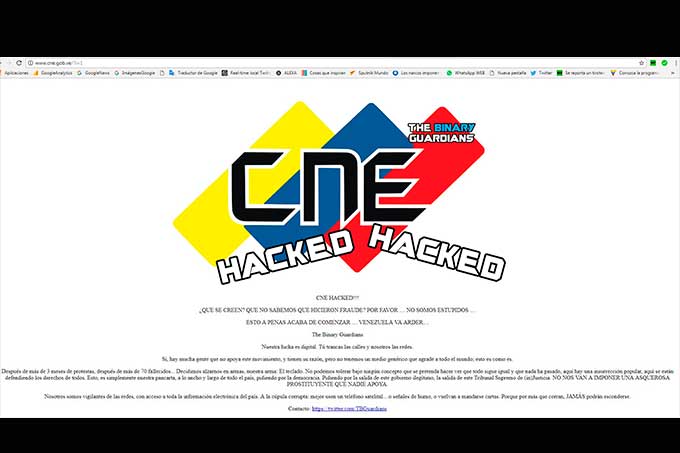 hackean página del CNE